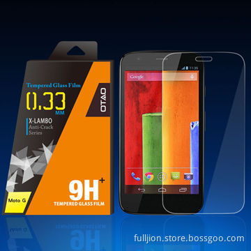 Anti crack anti fingerprint 0.33mm round angel tempered glass screen protector for Moto G
